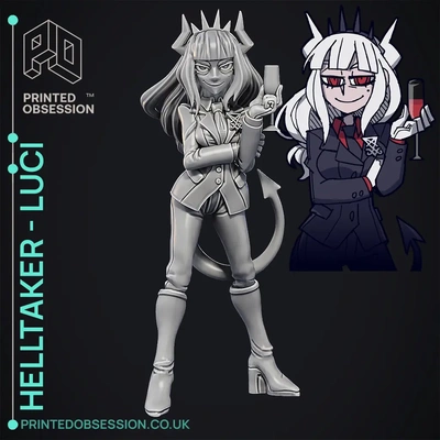 lucifer - hell taker fan art 3d by printedobsession on thangs luci lucifur helltaker demon devil satan anime manga fanart toy model white hair leg 3d print model - Mito3D