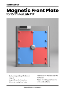 magnetic front plate - bambu lab p1p bambucontest kwerkshop 3d print model - Mito3D