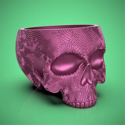 maze skull planter-bowl - 3d by chelscct chelseycreatesthings on thangs planter bowl candy plants decor easy print fun body jewelry 3d print model - Mito3D