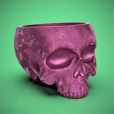 labyrinthe crâne planter bowl 3d by chelscct chelseycreatesthings planteur bol bonbons plantes décor facile impression amusement corps bijoux 3d print model - Mito3D