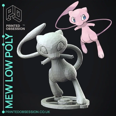 mew - poly pokemon fan art 3d by printedobsession on thangs mewtwo toy model anime manga nintendo 3d print model - Mito3D