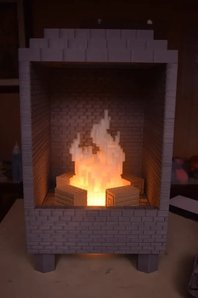 minecraft 8-bit led fireplace - 3d by cbobo2uco on thangs games computer & video sandbox toy fire prop 3d print model - Mito3D