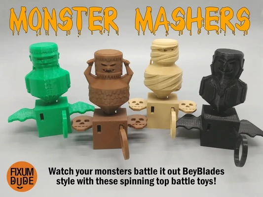 monster mashers spinning battle tops - 3d by fixumdude on thangs 3d print model - Mito3D