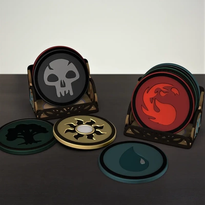 mtg mana coasters - set of 5 3d by chelscct chelseycreatesthings on thangs 3d print model - Mito3D