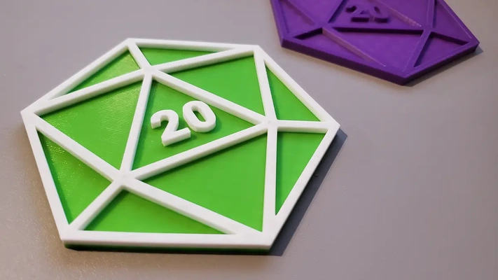 multi-color d20 coaster - 3d by karenchaudesigns on thangs 3d print model - Mito3D