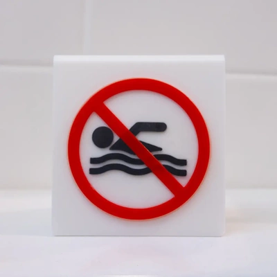 no swimming sign - 3d by on thangs out of order signage multipart multicolor street signs funny gag swimmer 3d print model - Mito3D
