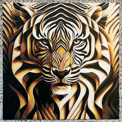 op-art tiger portrait filament painting - 3d by ian smalley on thangs 3d print model - Mito3D