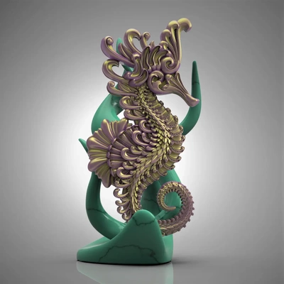 ornate seahorse -d cor wall art - 3d by chelscct chelseycreatesthings on thangs 3d print model - Mito3D