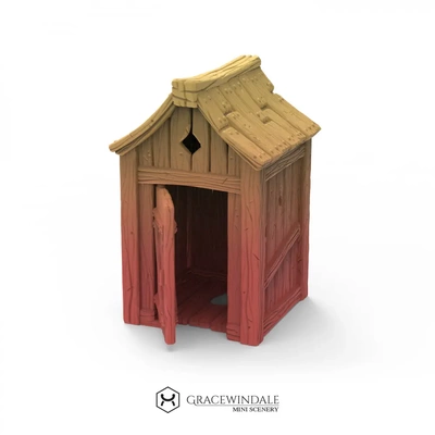 outhouse - 3d by gracewindale on thangs tabletop scenery games terrain diorama 28mm 32mm building toilet dnd d&d prop props pathfinder 3d print model - Mito3D