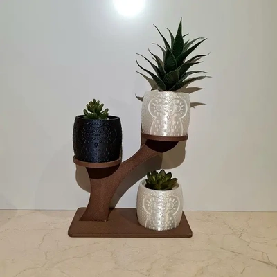 coruja plantador árvore ficar pé 3d by estampas presentes on 3d print model - Mito3D