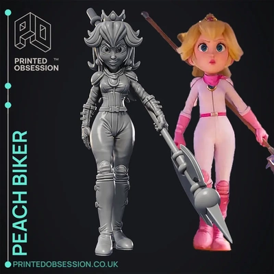 peach biker - super mario bros fan art 3d by printedobsession on thangs games computer & video brothers princess toad bowser movie 3d print model - Mito3D