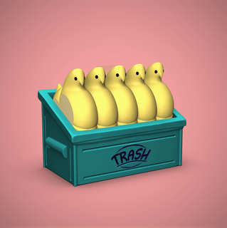 peeps trash container - chelscct chelseycreatesthings 3d print model - Mito3D