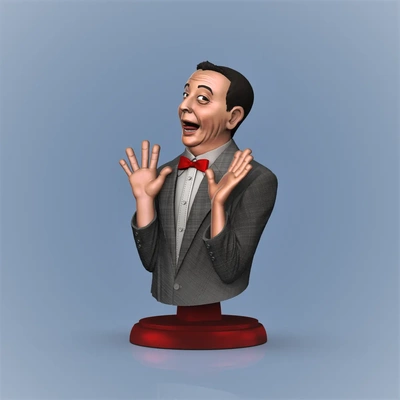 peewee herman -stylized tribute bust - 3d by chelscct chelseycreatesthings on thangs human body playhouse paul ruben actor famous celebrity television cartoon 3d print model - Mito3D