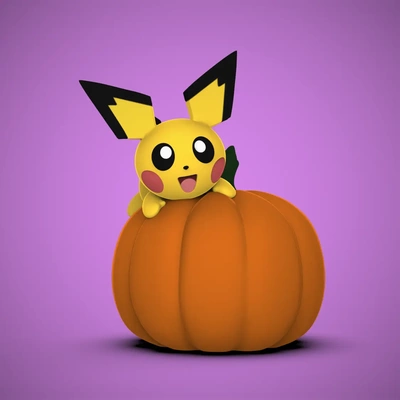 pichu zucca 3d by chelscct chelsey crea cose on grazie pianta pokemon pikachu halloween 3d print model - Mito3D
