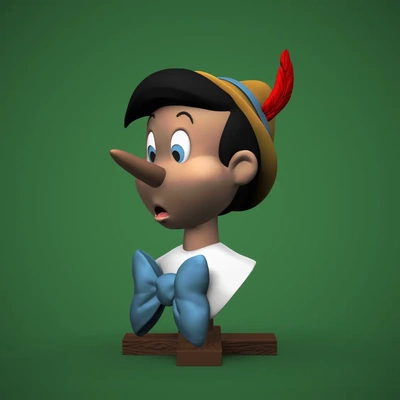 pinocchio bust - 3d by chelscct chelseycreatesthings on thangs classic disney fanart movie cartoon childhood statue 3d print model - Mito3D