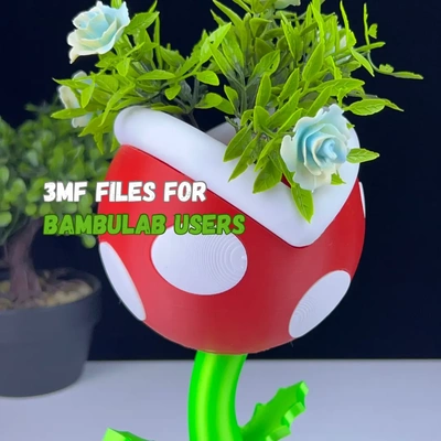 piranha plant 3mf - 3d by pressprint on thangs peripheral planter pot 3d print model - Mito3D