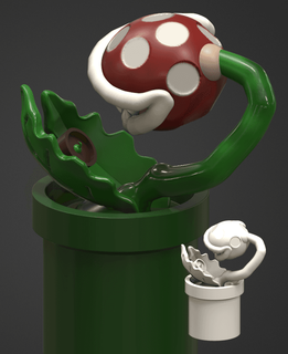 piranha plante bébé mario ventilateur art singularité 3d print model - Mito3D