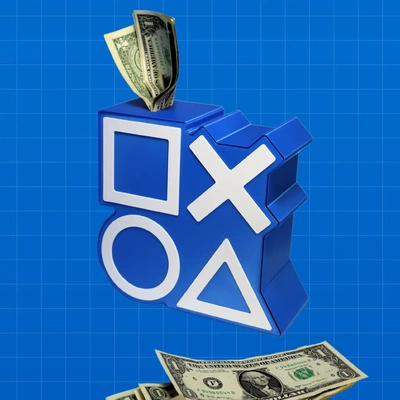 playstation bouton argent banque 3d by impression 3d print model - Mito3D