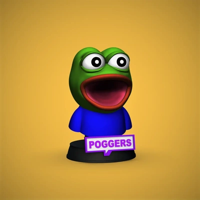 poggers -pepe emote bust - 3d by chelscct chelseycreatesthings on thangs pepe twitch internet easy print 3d print model - Mito3D