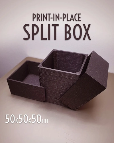 print in place divisé boîte 50x50x50mm 3d by jaatinen3d espace rangement impression endroit couvercle cube 3d print model - Mito3D