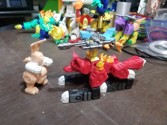printablok fogo raposa articulado robô construção brinquedo 3d by professor on 3d print model - Mito3D