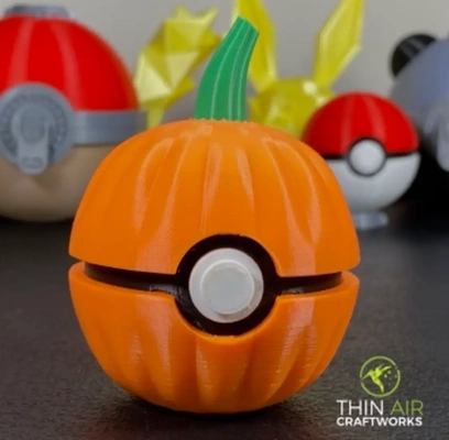 pumpkin ball no supports snaps glue required - 3d by thinair3d on thangs props pokeball pokemon cosplay prop halloween holloween 3d print model - Mito3D