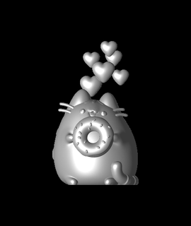 pusheen corações rosquinha ventilador arte 3d print model - Mito3D