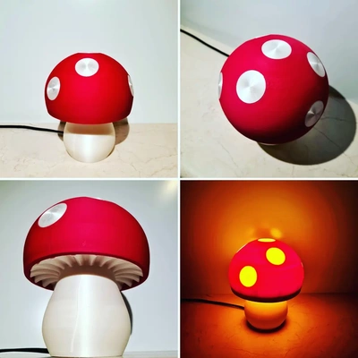 red mushroom lamp - 3d by prints gifts on thangs 3d print model - Mito3D