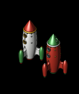 retro Weihnachten Rakete Ornament Dekoration 3d Modell danke 3d print model - Mito3D
