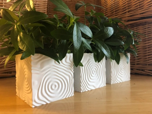 ripple vases cube - 3d by davemakesstuff on thangs home & garden interior decor vase flower holder container texture procedural design ntopology waves ripples pencil desk organizer organization 3d print model - Mito3D