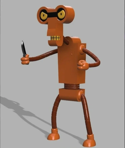 roberto futurama 3d by chelscct chelseycreatethings teşekkürler sanatlar eğlence çizgi roman animasyon filmler kol insan vücut bıçak robot kötü komik 3d print model - Mito3D