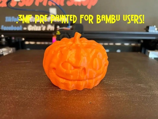 rotten pumpkin - 3mf painted bambu print in place 3d by grizzledgnome on thangs 3d print model - Mito3D