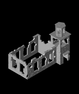 ruiniert Kirche 28mm Rahmen Kanister 3d print model - Mito3D