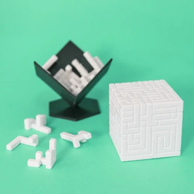 10x10 puzzle cube 3d by rectangle jeux puzzles réflexion emballage 10 cubes cerveau taquin défi difficile difficulté 3d print model - Mito3D