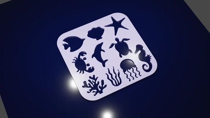 sea creatures stencils - two sizes 3d by mhvant on thangs 3d print model - Mito3D