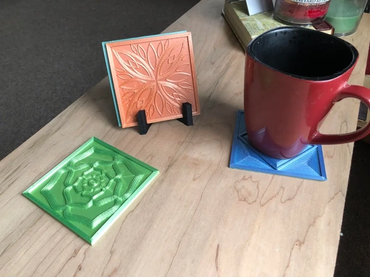 set of 4 coasters - 3d by phnat on thangs 3d print model - Mito3D