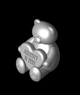 shawty fine - valentine bear 3d print model - Mito3D