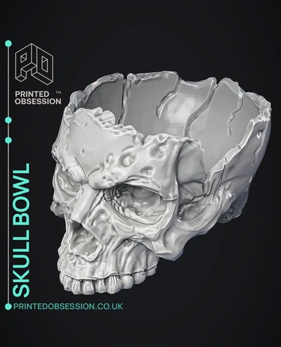 skull bowl - halloween decoration 3d by printedobsession on thangs hobbies & leisure special occasions holidays seasonal events hallows eve skulls human dish container halloweens 3d print model - Mito3D