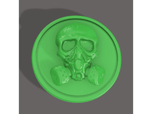 skull gas mask coin - kcwarthog 3D print model - Mito3D