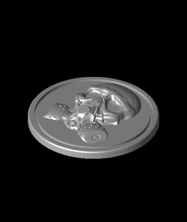 skull gas mask coin kcwarthog 3d print model - Mito3D