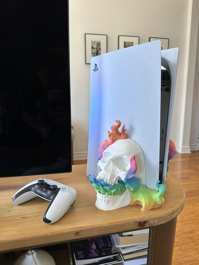 skull stand - playstation 5 disc edition print-in-place 3d by holoprops on thangs 3d print model - Mito3D