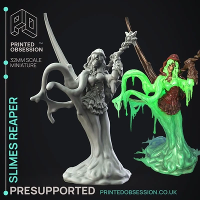 slime reaper - rpg miniature presupported 32mm scale 3d by printedobsession on thangs games roleplaying mini dnd dunegons dragons dragon monster scyth 3d print model - Mito3D