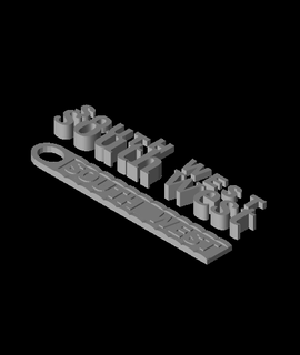 south west key ring block lettersstl 3d print model - Mito3D