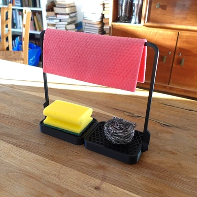 esponja soporte 3d by gazzaladra on gracias hogar casa jardín paño cocina lavabo limpieza utilidades cama caddie organizador 3d print model - Mito3D