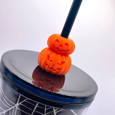 stacked jack-o-lantern straw topper - 3d by noobprinting on thangs 3d print model - Mito3D