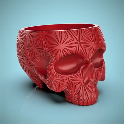 star burst skull planter-bowl - 3d by chelscct chelseycreatesthings on thangs plants planter bowl candy easy print fun decor halloween 3d print model - Mito3D