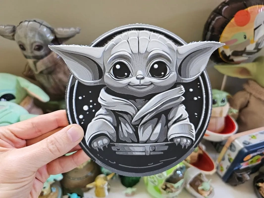 star wars inspired flat baby yoda grogu - 3d by chrispirillo on thangs arts & entertainment movies 3d print model - Mito3D