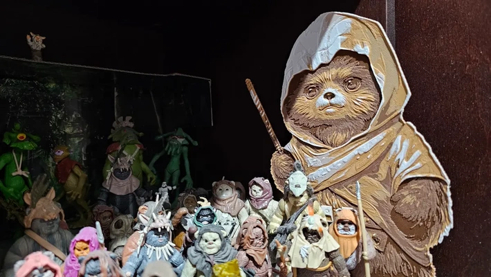 star wars inspired space teddy bear hueforge ewok - 3d by chrispirillo on thangs arts & entertainment movies wicket endor rotj jedi fuzzy furry ai art midjourney 3d print model - Mito3D