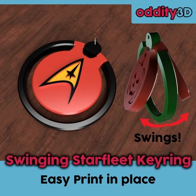 starfleet swinging keyring easy quick print - 3d by oddity on thangs 3d print model - Mito3D