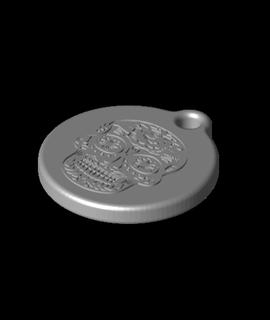 sugar skull keychain - zipper pull 3d print model - Mito3D